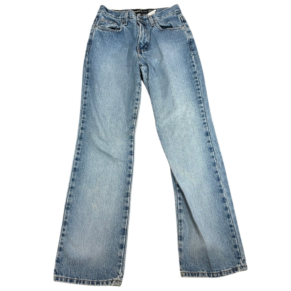 Vintage Express Jeans Womens 3/4 R Light Wash High Rise Straight Leg Blue Denim